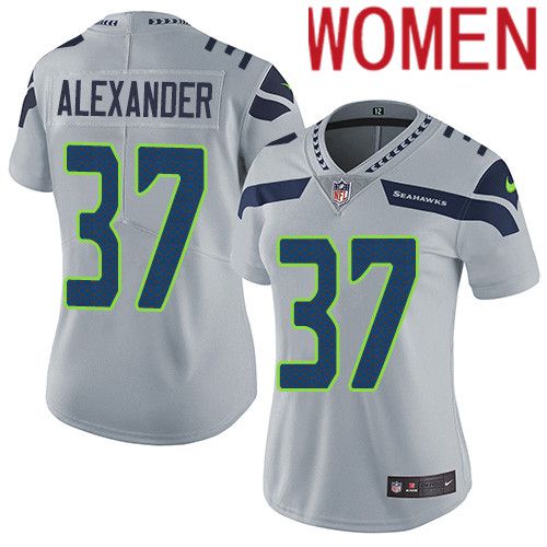 Women Seattle Seahawks #37 Shaun Alexander Nike Gray Vapor Limited NFL Jersey